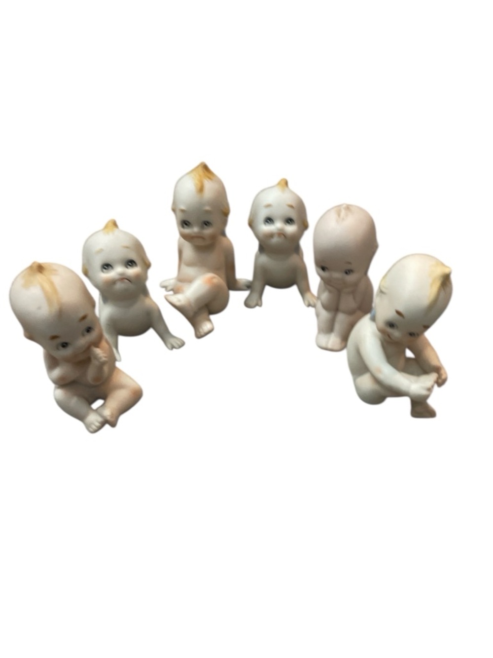 Vintage Lefton Kewpie Bisque Porcelain Figurines Piano Babies Set of 6